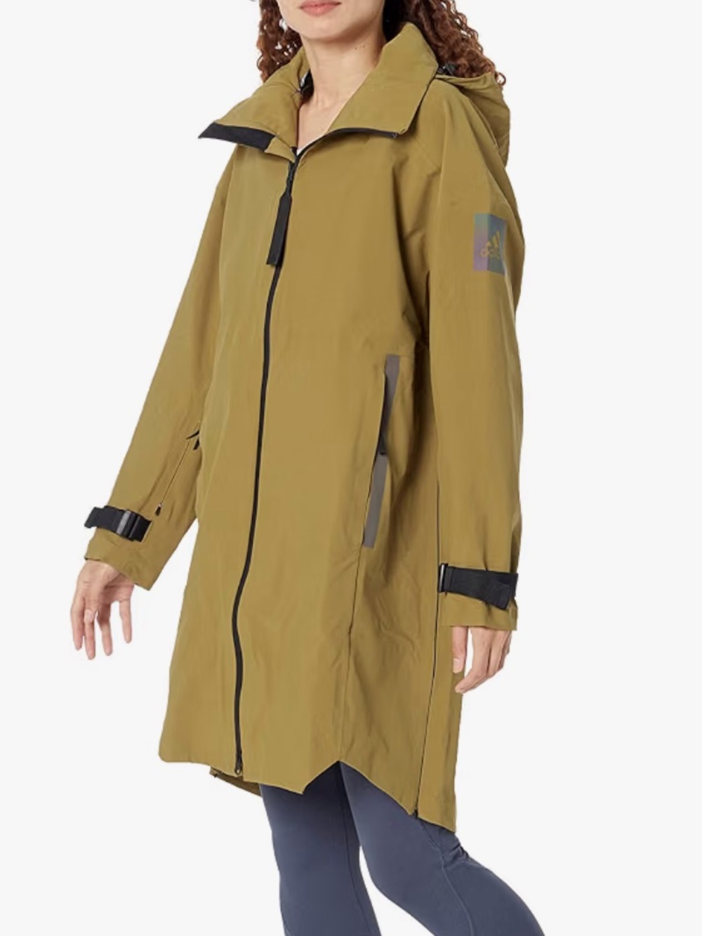Adidas Myshelter Olive Hooded Raincoat Reflective XL EUC